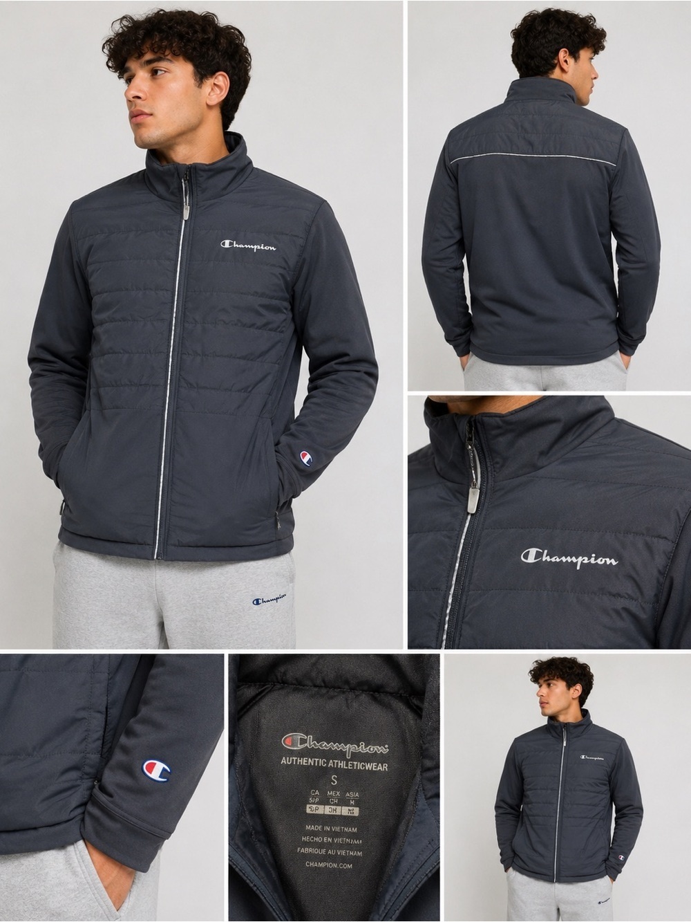 Champion Stealth Full Zip Performance Jacket Men’s Small Dark Gray
